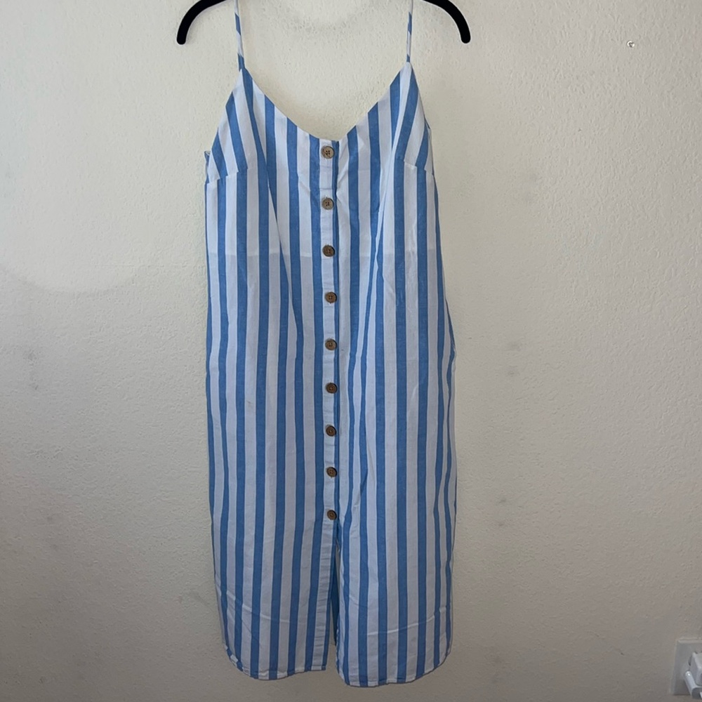 Striped Button-down Midi Dress